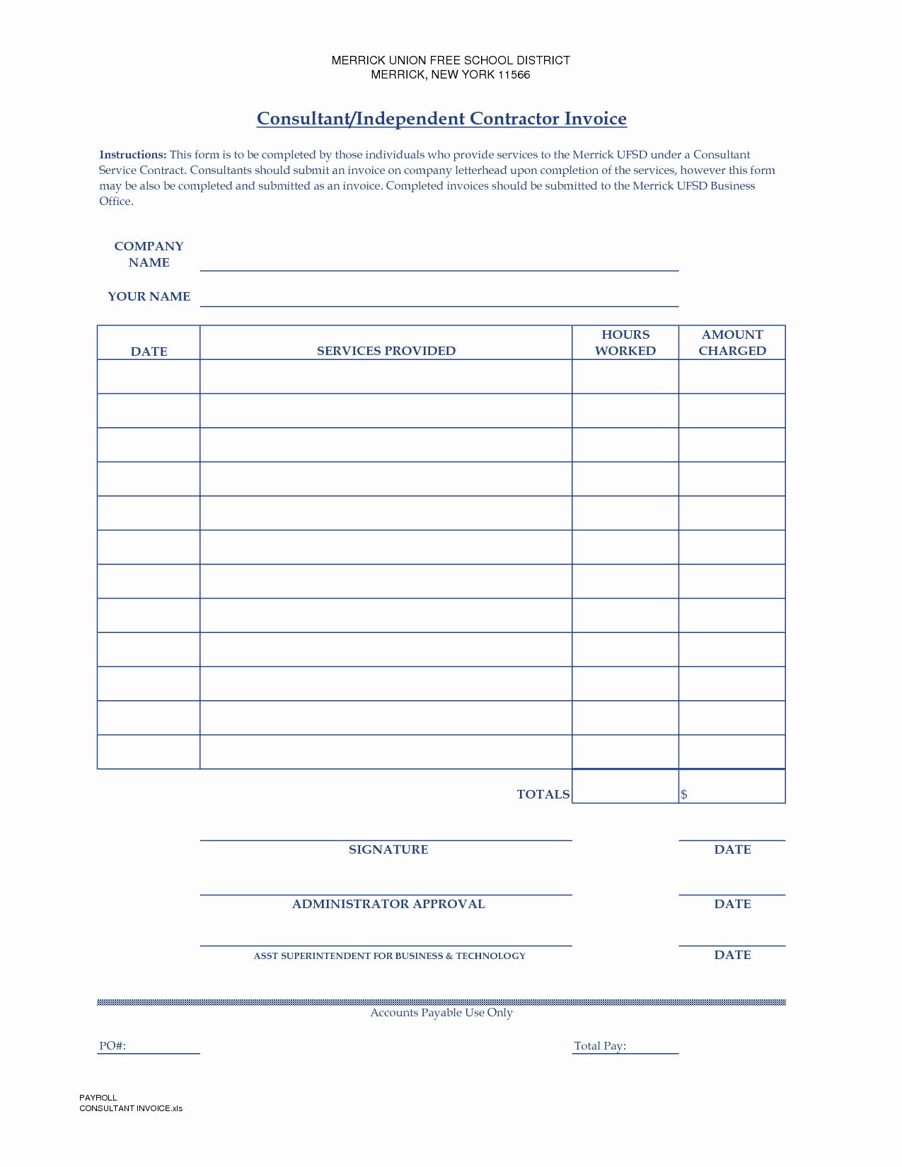 Independent Contractor Invoice Template Free New Independent Contractor Invoice Template