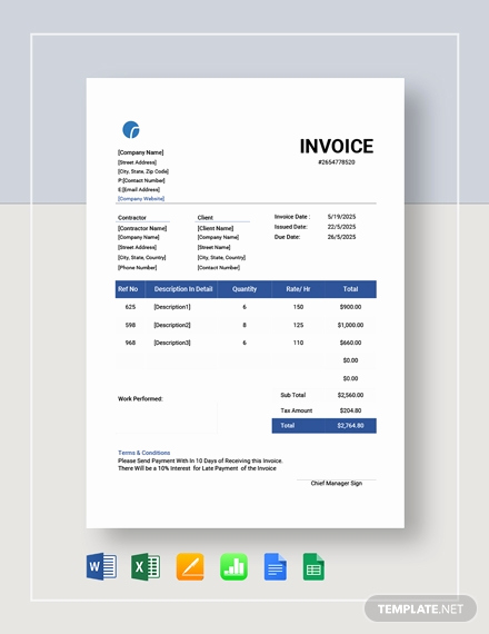 Independent Contractor Invoice Template Pdf Fresh 7 Independent Contractor Invoice Templates Pdf Word