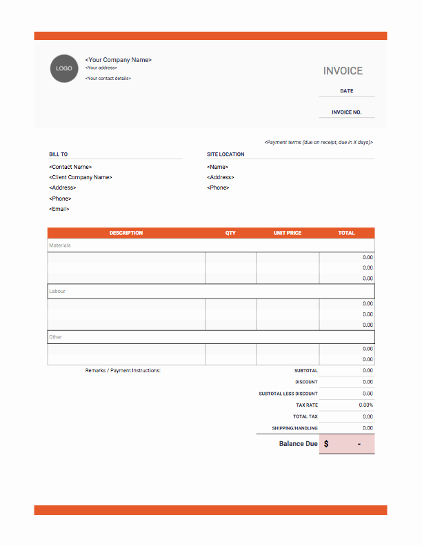 Independent Contractor Invoice Template Pdf Lovely Contractor Invoice Templates Free Download