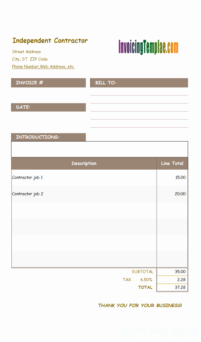 Independent Contractor Invoice Template Pdf Luxury Invoice Template for Word