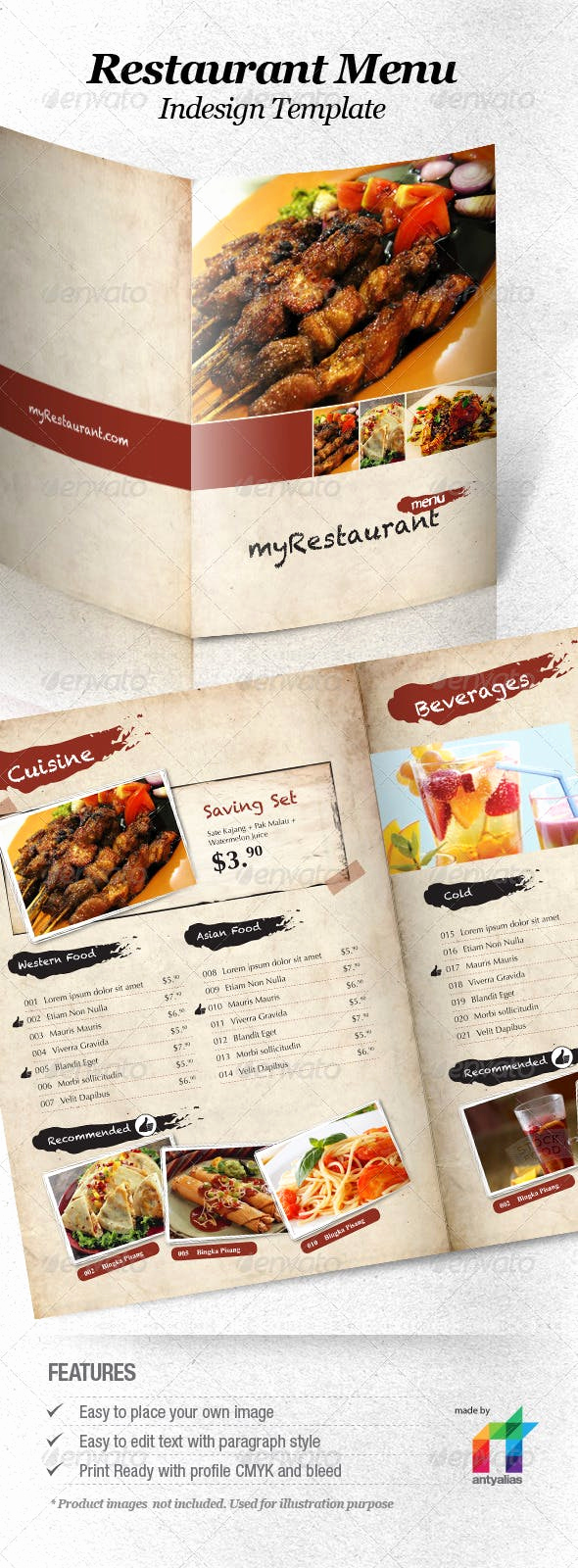 Indesign Menu Template Free Awesome Restaurant Menu Indesign Template by Antyalias