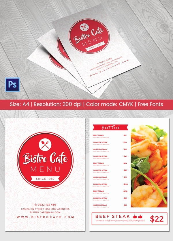 Indesign Menu Template Free Fresh Cafe Menu Template 40 Free Word Pdf Psd Eps