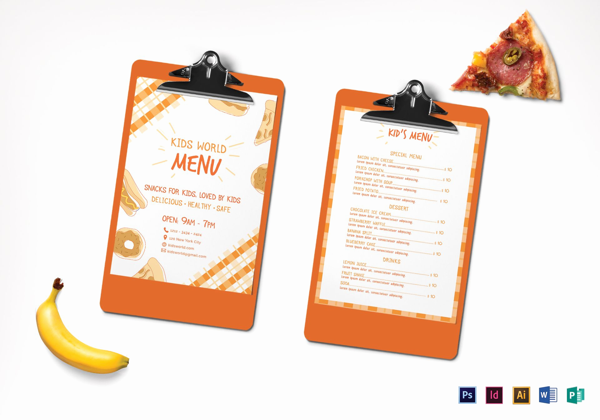 Indesign Menu Template Free Inspirational Kids Menu Design Template In Psd Word Publisher