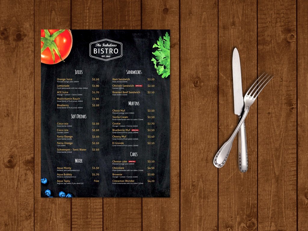 Indesign Menu Template Free Unique Modern Bistro Cafe Menu Template Brochure Templates