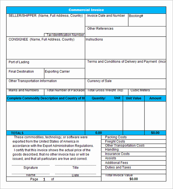 International Commercial Invoice Template Word Best Of Mercial Invoice format In Excel