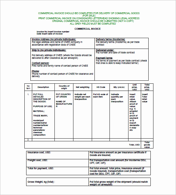 International Commercial Invoice Template Word Best Of Mercial Invoice Template