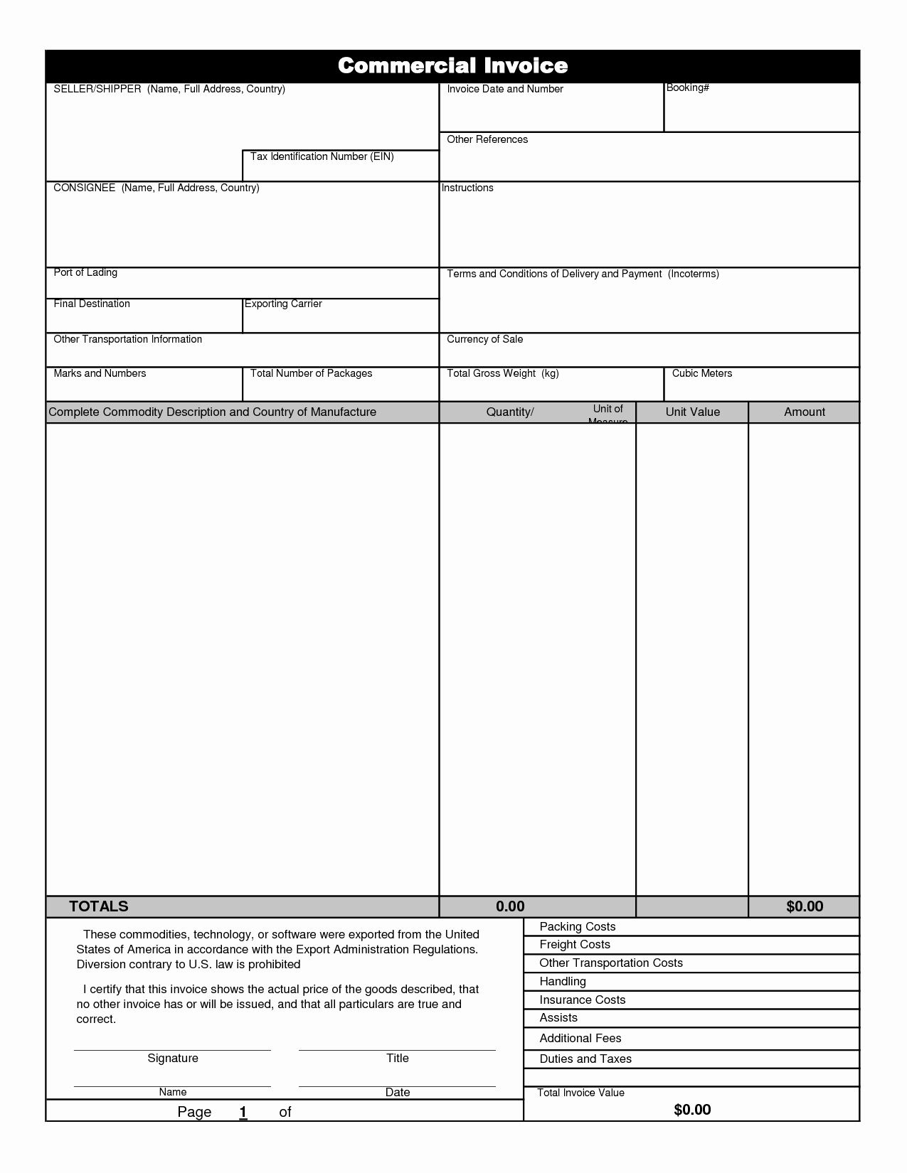 International Commercial Invoice Template Word Fresh International Mercial Invoice Template