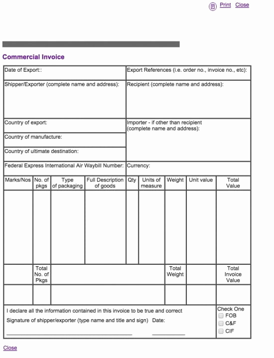 International Commercial Invoice Template Word Unique Mercial Invoice format In Excel