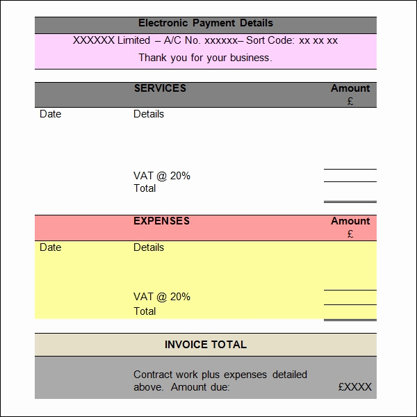 Invoice for Services Rendered Template Fresh Free 11 Ms Word Invoice Samples In Ms Word