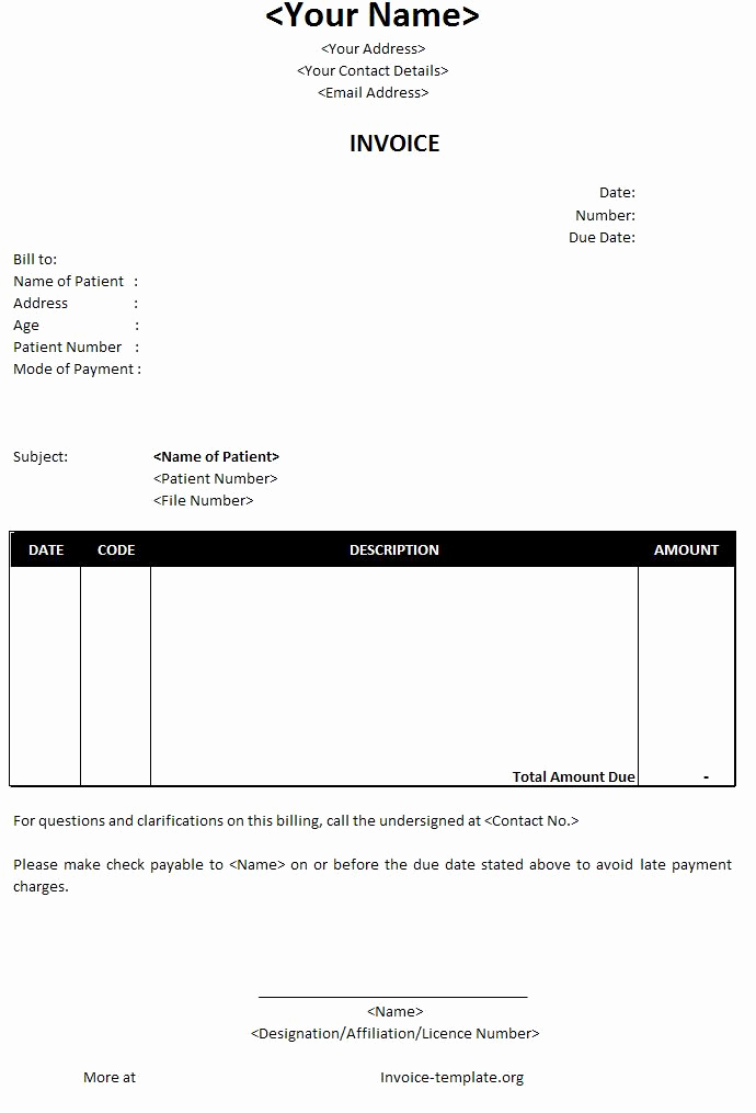 Invoice for Services Rendered Template Lovely Doctor Invoice Template Invoice Templates