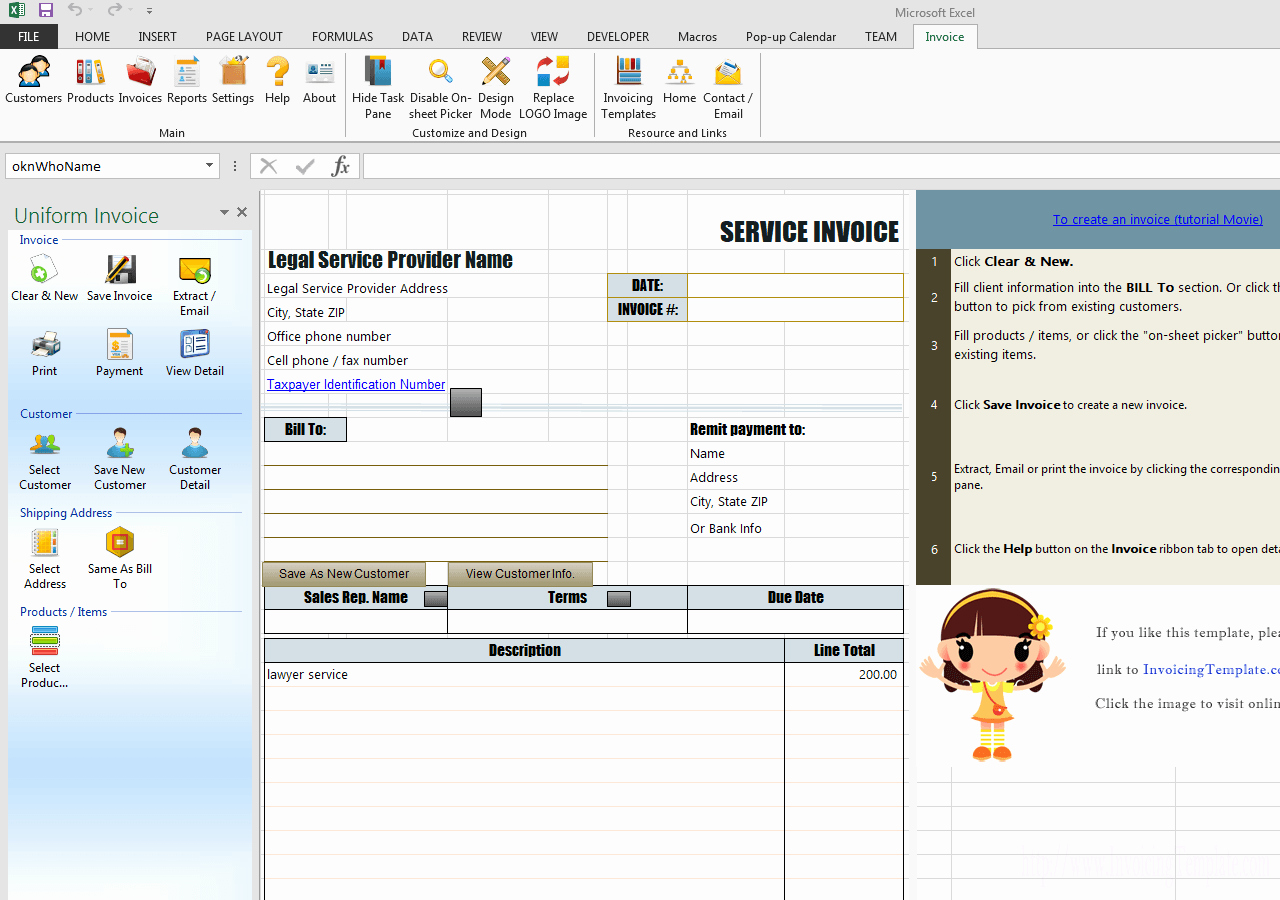 Invoice for Services Rendered Template Lovely Sample Legal Invoice In Excel for Services Rendered