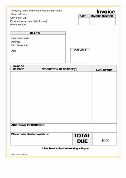 Invoice Template Fillable Pdf Awesome Fillable Service Invoice Template Printable Pdf