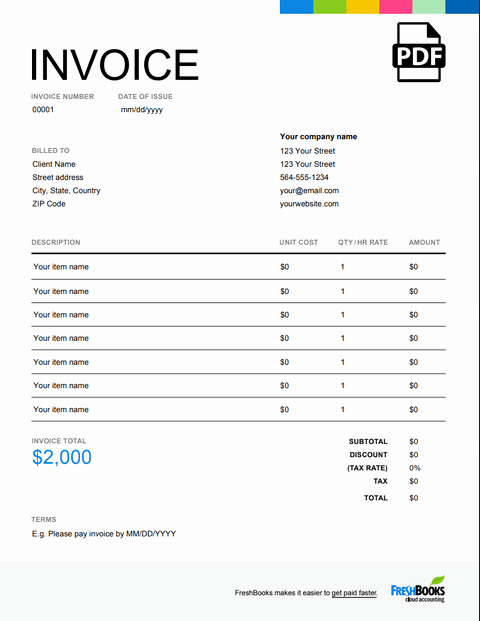 Invoice Template Fillable Pdf Awesome Pdf Invoice Template Free Download