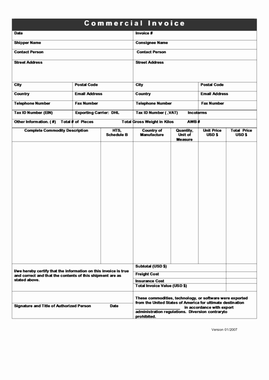 Invoice Template Fillable Pdf Best Of Fillable Mercial Invoice Template Printable Pdf