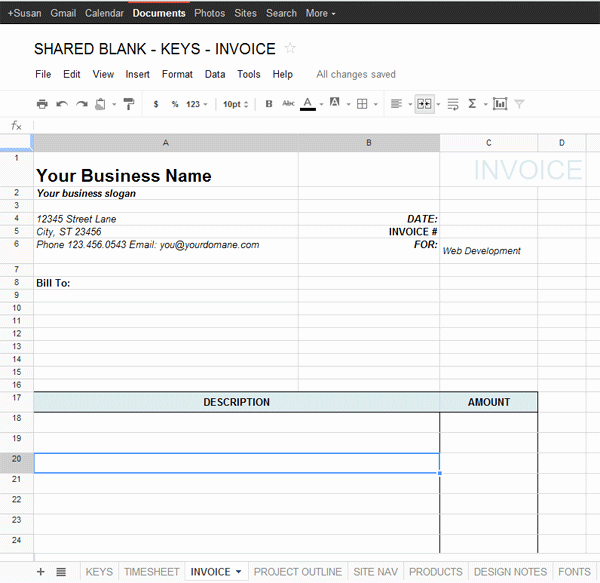 Invoice Template for Google Docs New Google Docs Template for Freelance – Data &amp; Project