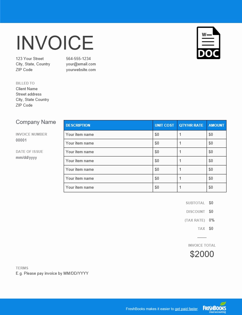 Invoice Template for Word Best Of Invoice Template