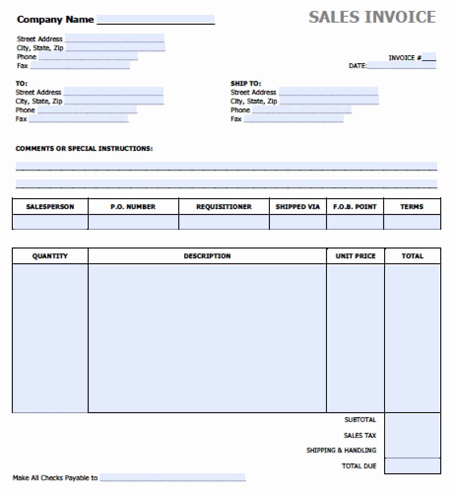 Invoice Template for Word Fresh Free Sales Invoice Template Excel Pdf