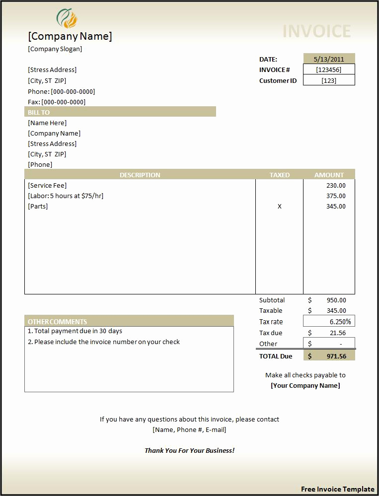 Invoice Template for Word Fresh Invoice Templates