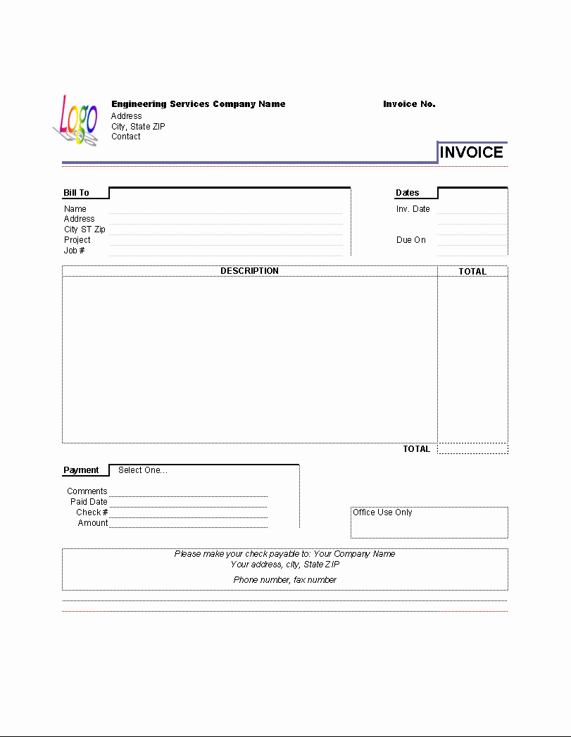 Invoice Template for Word Inspirational Engineering Service Invoice Template Uniform Invoice