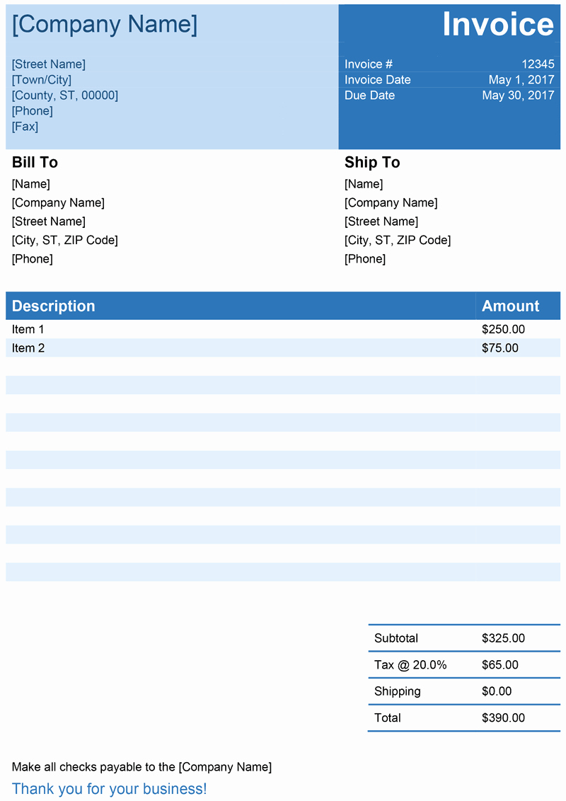 Invoice Template for Word Inspirational Invoice Template for Word Free Simple Invoice