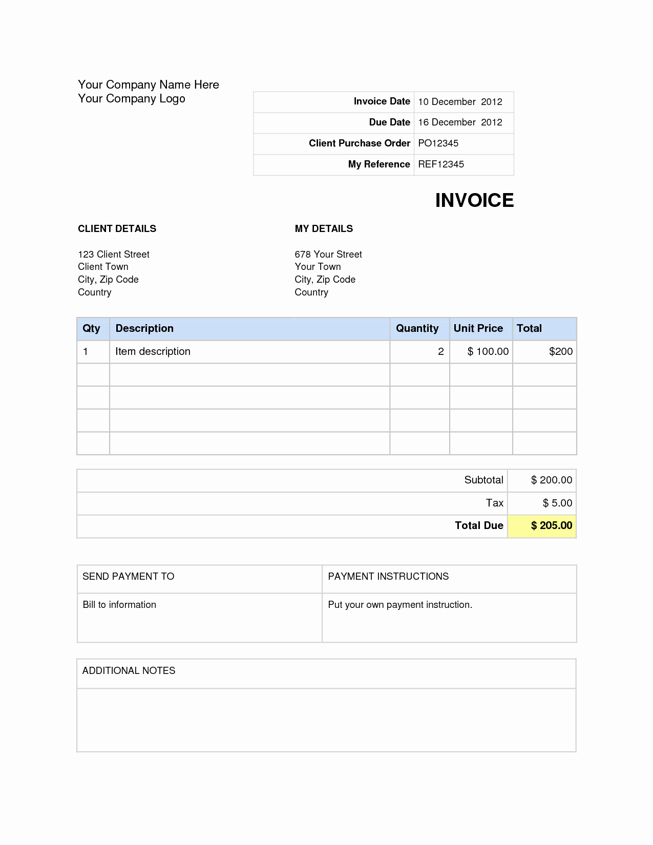 Invoice Template for Word Lovely Invoice Template Word Doc