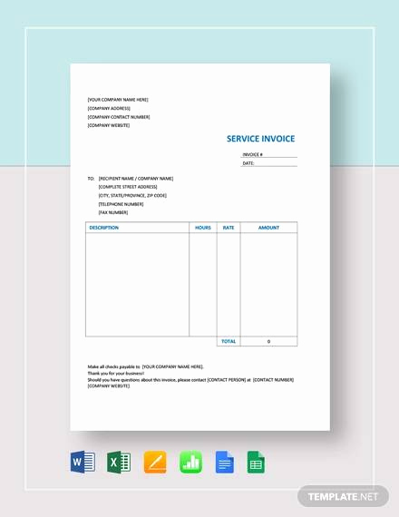 Invoice Template Google Sheets Lovely 12 Service Invoice Templates In Free Samples Examples