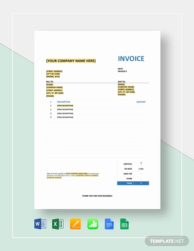 Invoice Template Google Sheets Luxury 18 Invoice Templates Google Docs Google Sheets