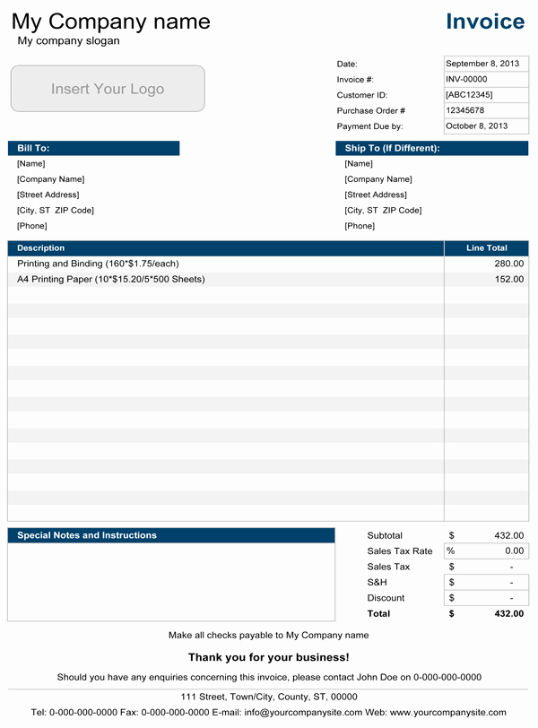 Invoice Template Google Sheets Unique Simple Invoice Template for Excel