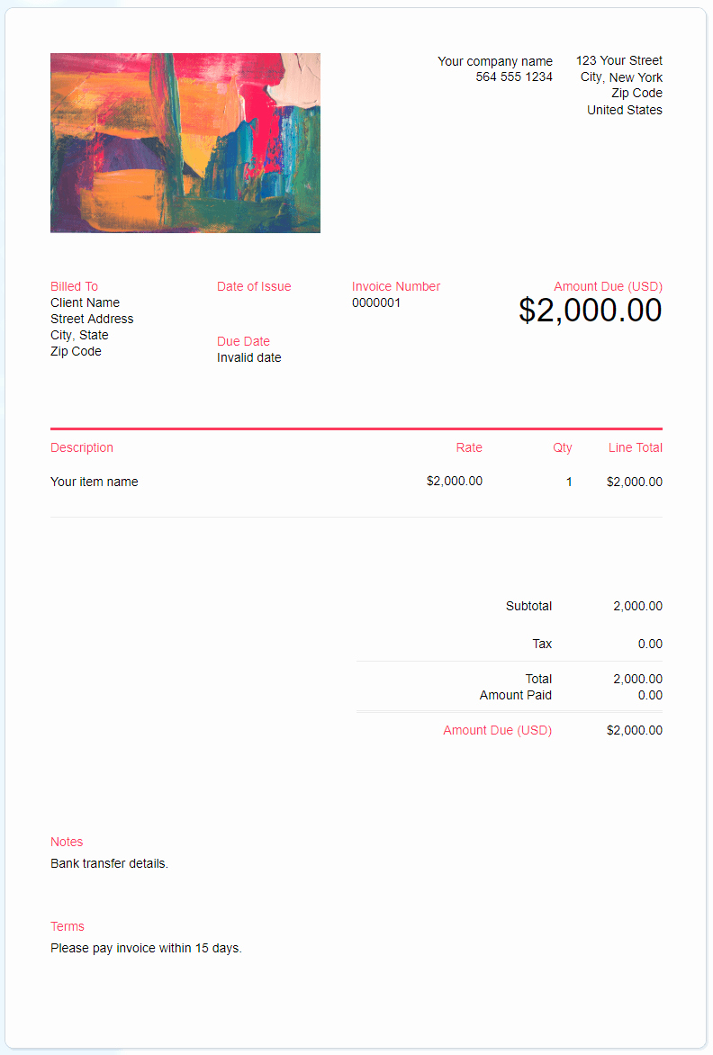 Invoice Template with Logo Elegant Free Painting Invoice Template Download now