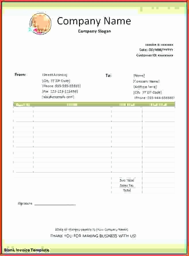 Invoice Template Word Download Free Awesome Free Blank Invoice Template for Excel