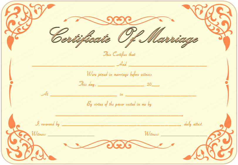 Islamic Marriage Certificate Template Awesome Marriage Certificate Template 22 Editable for Word