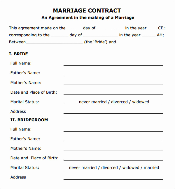 Islamic Marriage Certificate Template Beautiful Marriage Contract Template