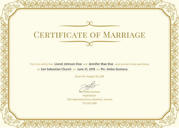 Islamic Marriage Certificate Template Inspirational Marriage Certificate Template 12 Word Pdf Psd format