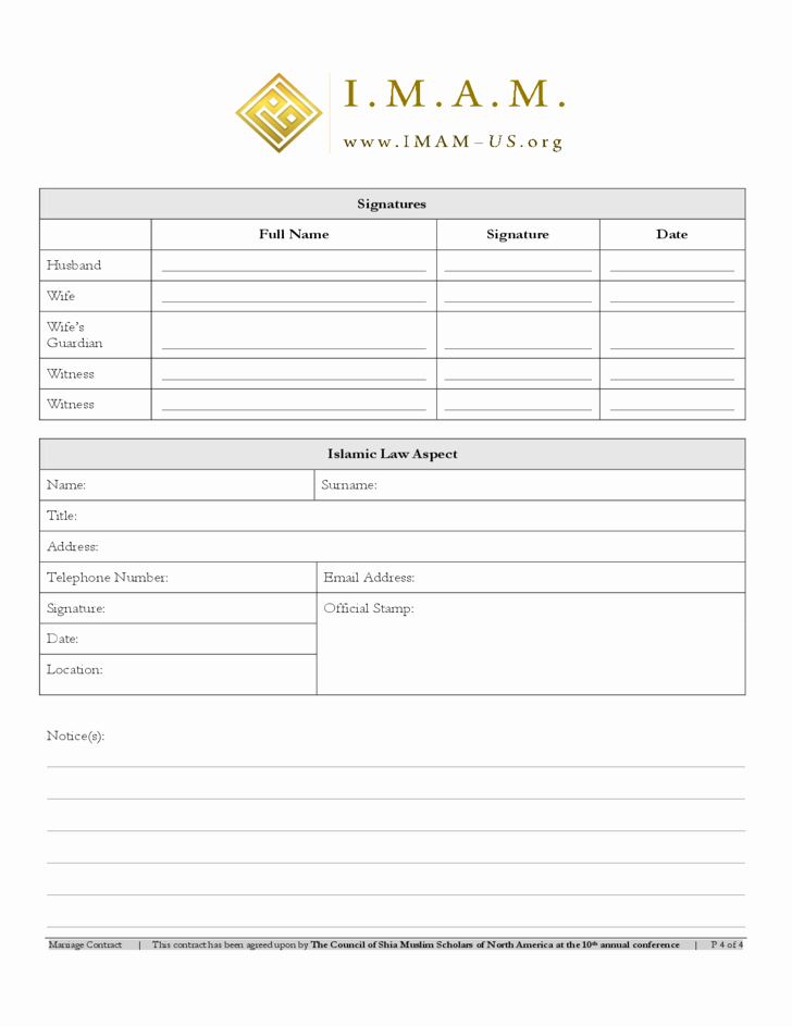 Islamic Marriage Certificate Template Unique islamic Marriage Contract Free Download