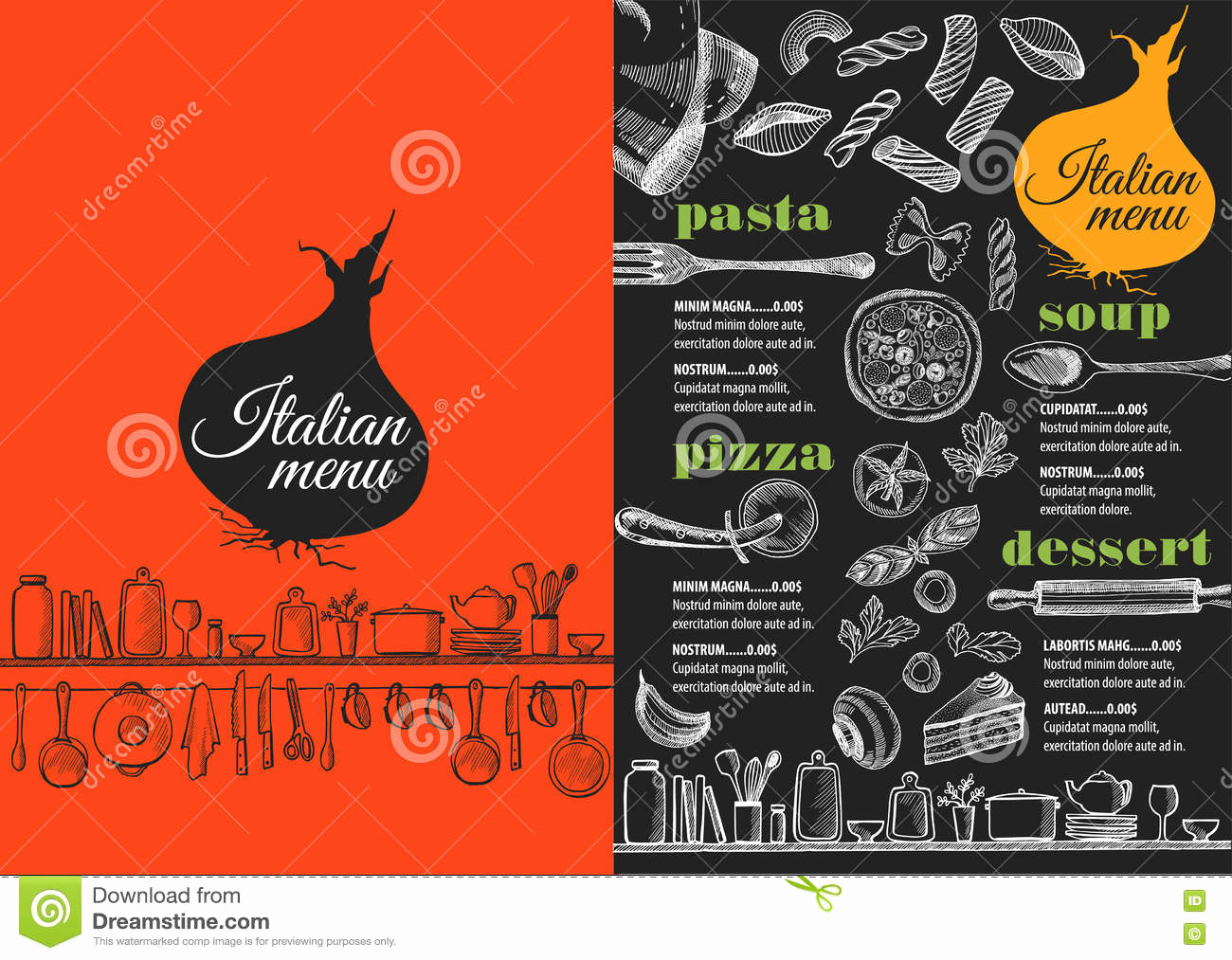 Italian Restaurant Menu Template Best Of Menu Italian Restaurant Food Template Placemat Stock