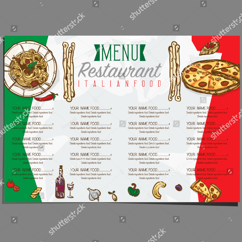 Italian Restaurant Menu Template Inspirational 25 Italian Food Menu Designs &amp; Templates Psd Ai