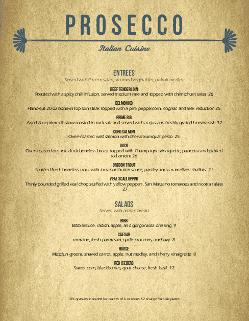 Italian Restaurant Menu Template New Elegant Italian Menu