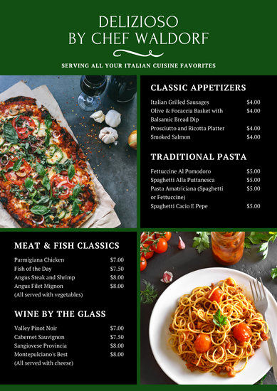 Italian Restaurant Menu Template Unique Customize 41 Italian Menu Templates Online Canva