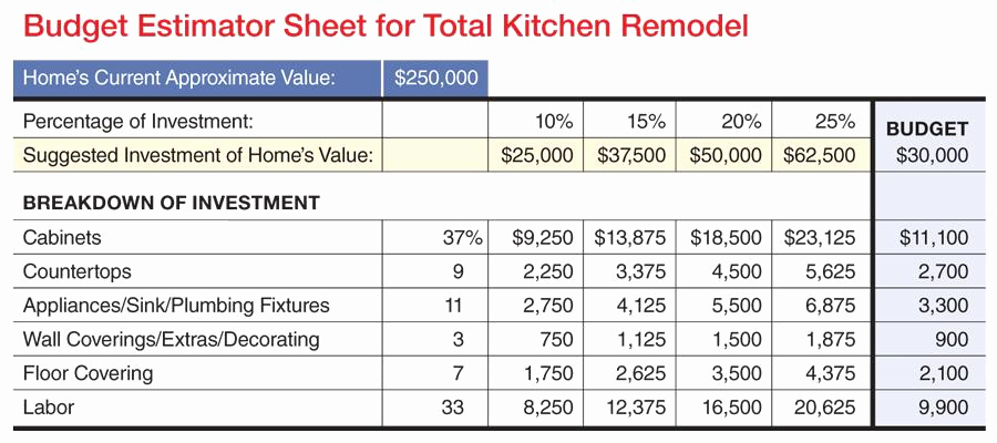 Kitchen Remodel Budget Template Awesome K B Bud Worksheet