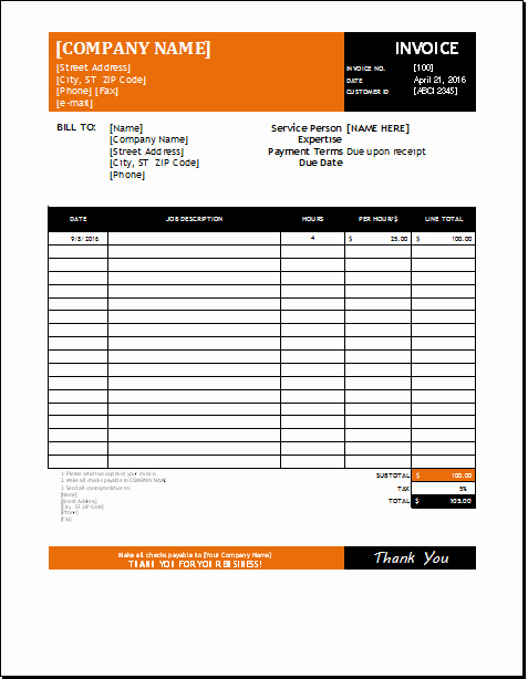 Labor Invoice Template Excel Fresh Labor Invoice Template for Excel