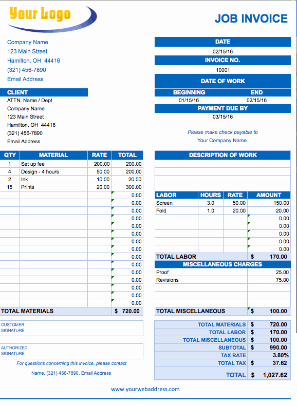 Labor Invoice Template Excel Lovely Free Excel Invoice Templates Smartsheet