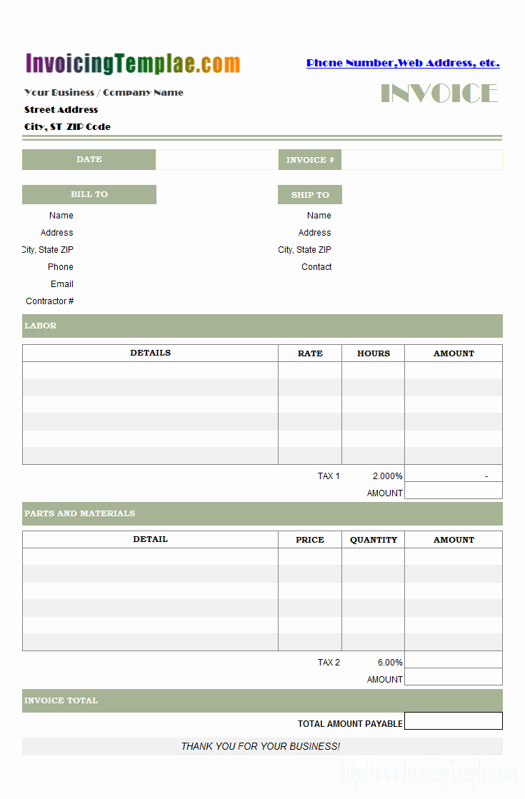 Labor Invoice Template Excel Luxury Labor Invoicing Sample