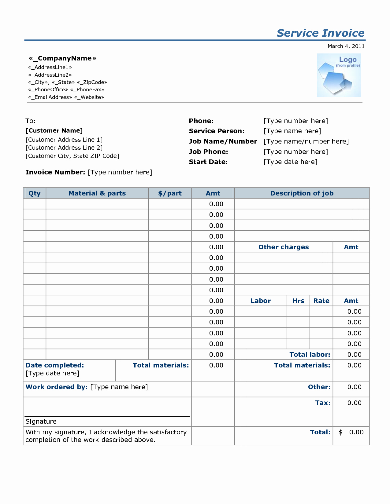 Labor Invoice Template Excel New General Labor Invoice Spreadsheet Templates for Busines