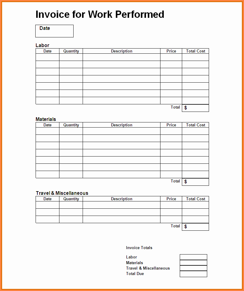 Labor Invoice Template Word Awesome Labor Invoices