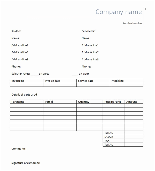 Labor Invoice Template Word Beautiful Free 33 Printable Service Invoice Templates In Google
