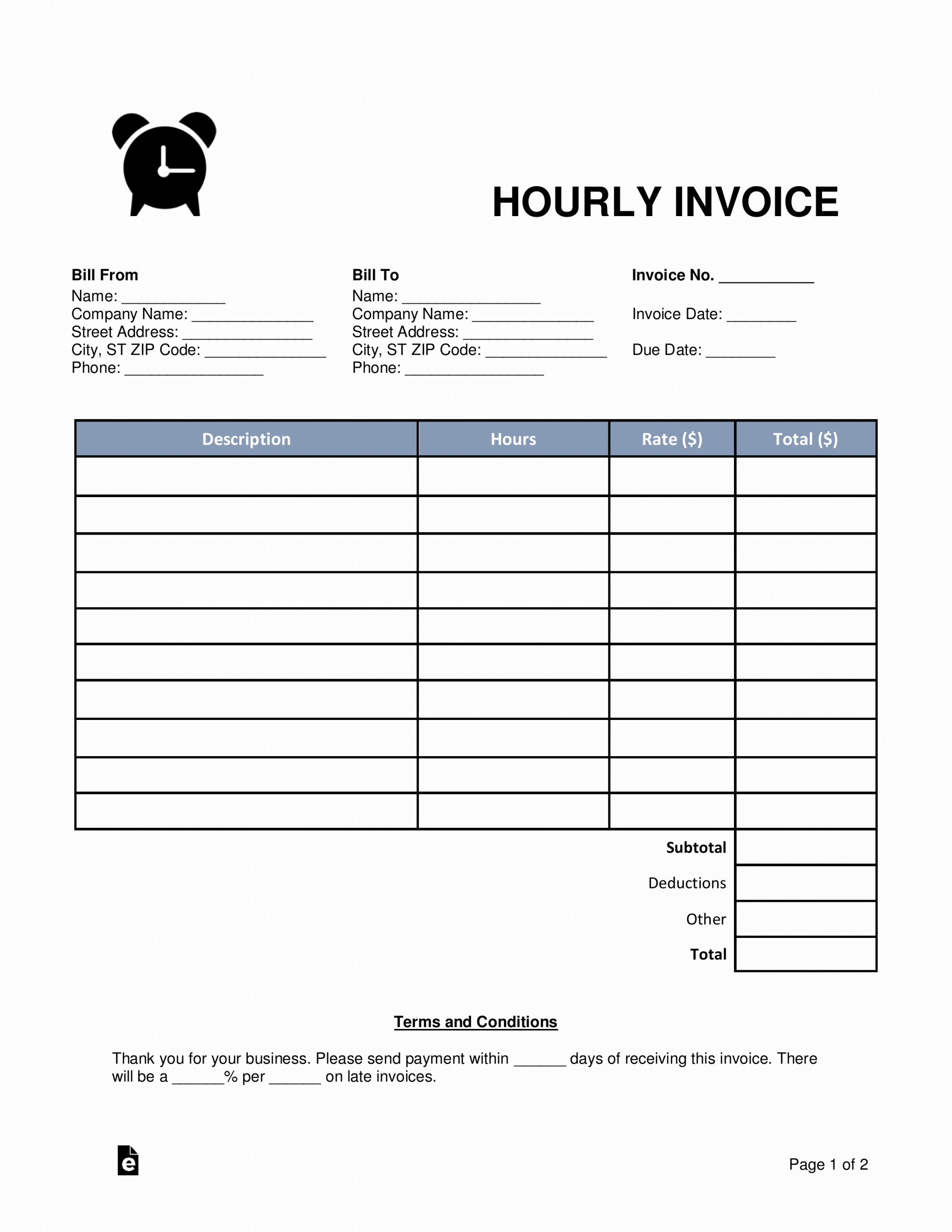 Labor Invoice Template Word Lovely Free Hourly Invoice Template Word Pdf