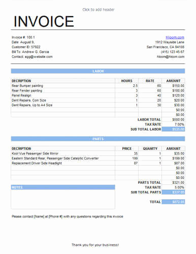 Labor Invoice Template Word New 25 Free Service Invoice Templates [billing In Word and Excel]