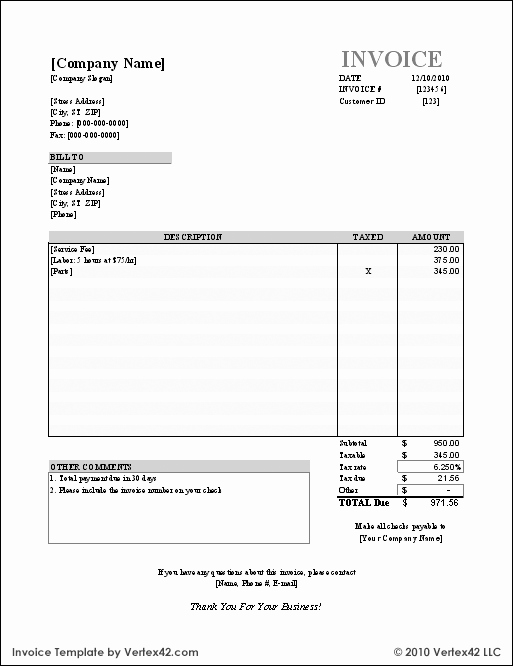 Labor Invoice Template Word Unique Free Small Business Labor Invoices