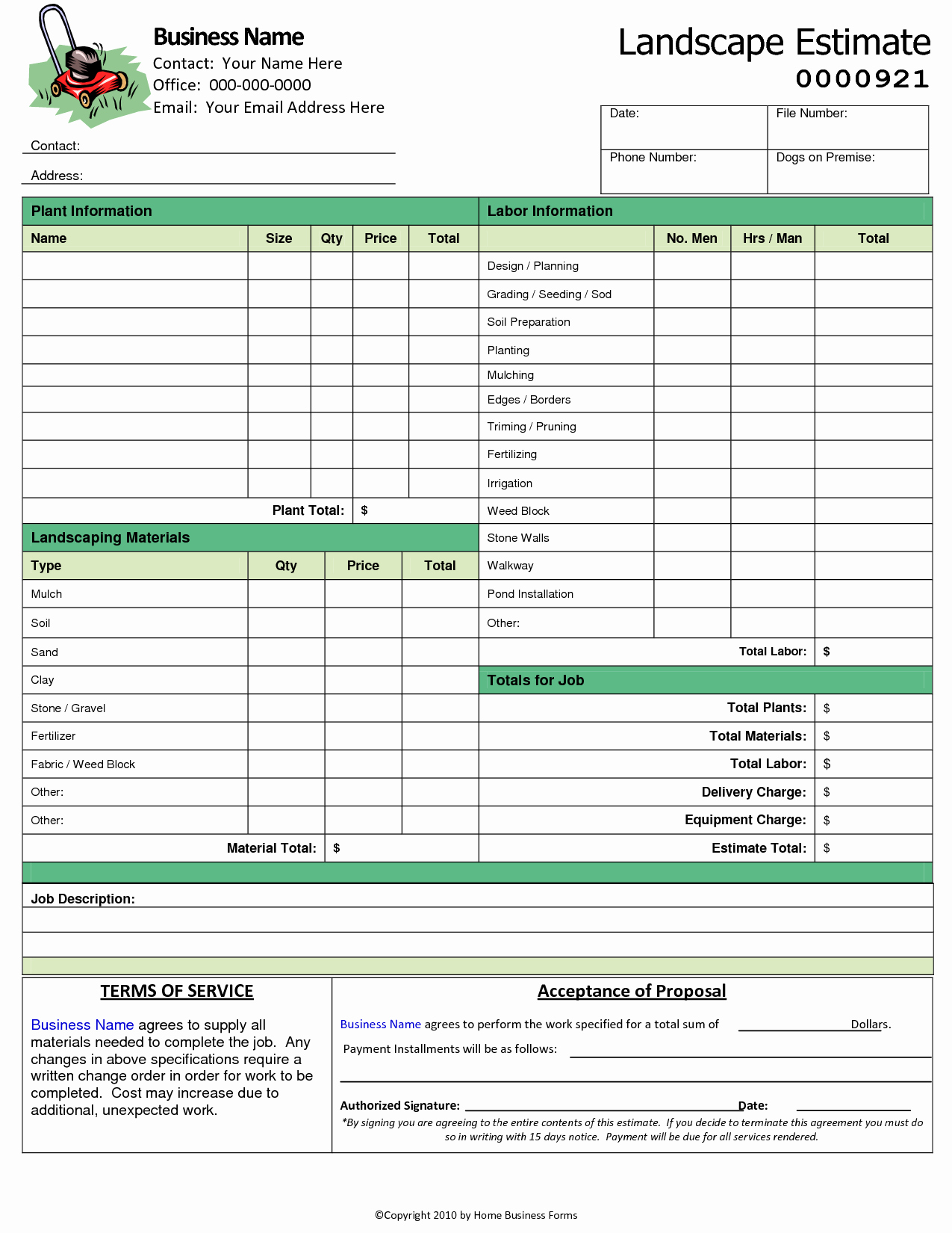 Landscaping Invoice Template Free Beautiful Landscaping Invoice Template Word