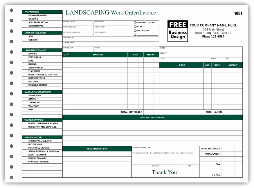 Landscaping Invoice Template Free Best Of 8 Best Of Printable Landscape Estimate forms Lawn